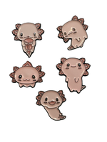 axolotl pin collection (5 pins)