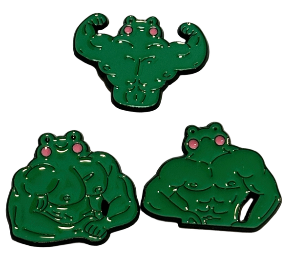 buff frog pin collection (3 pins)