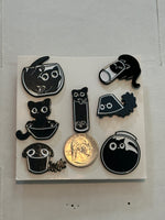 black cat pin collection (7 pins)